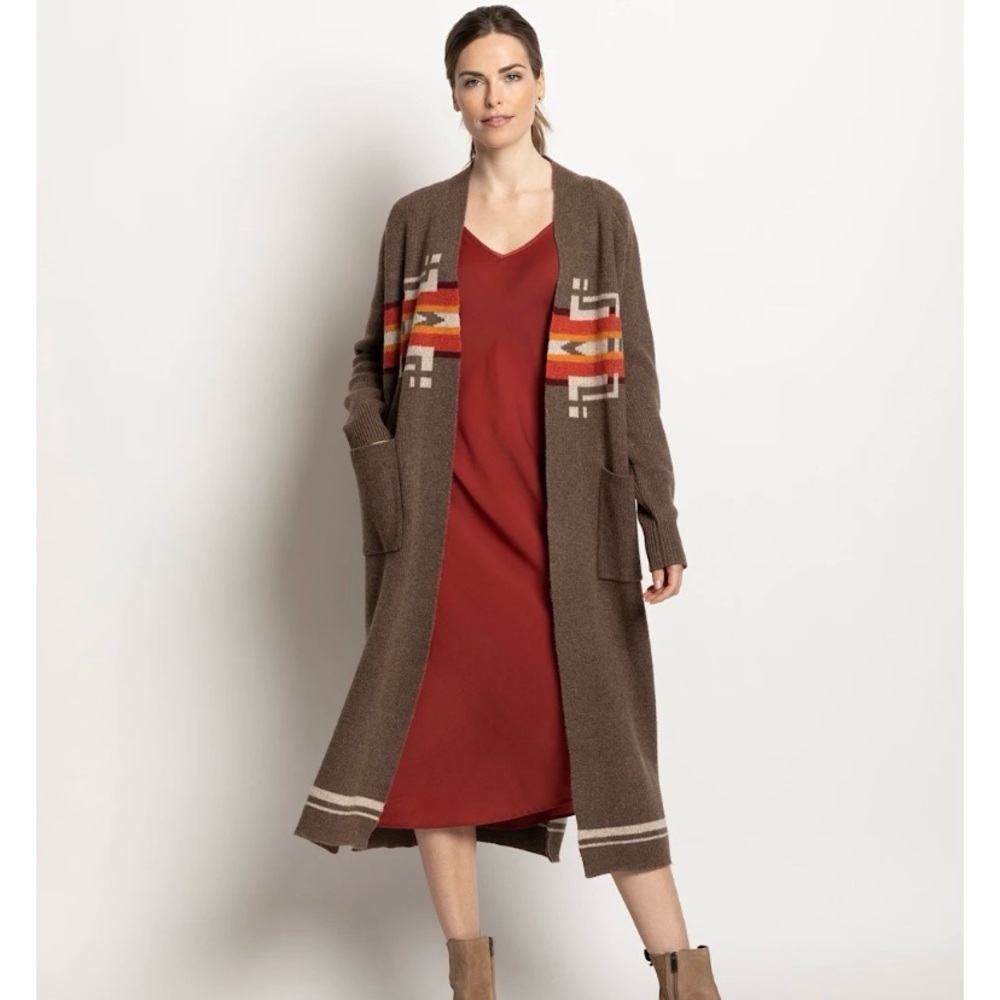 Pendleton Women’s Lambswool Duster Cardigan Sweater Southwestern Aztec